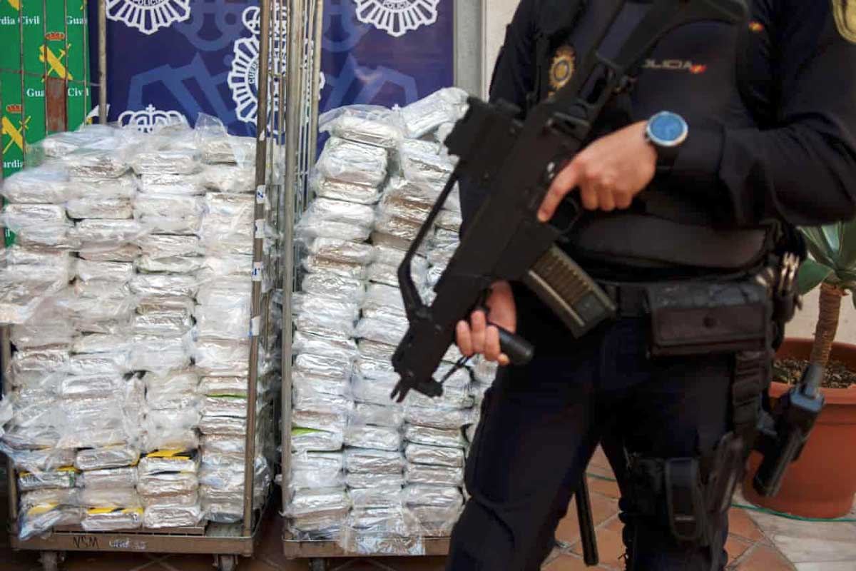 Пакеты партии кокаина, перехваченные испанской полицией в Малаге в 2018 году.