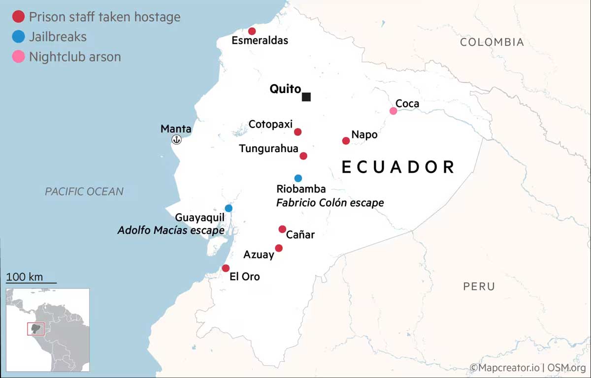 Кризис безопасности охватил Эквадор.