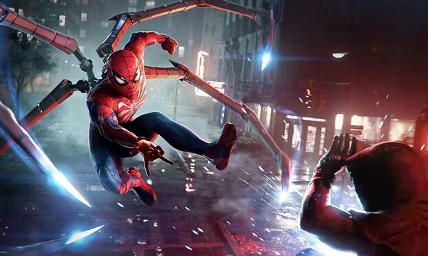 Сцена из игры Spider-Man 2 для PlayStation, один из игровых хитов этого года.