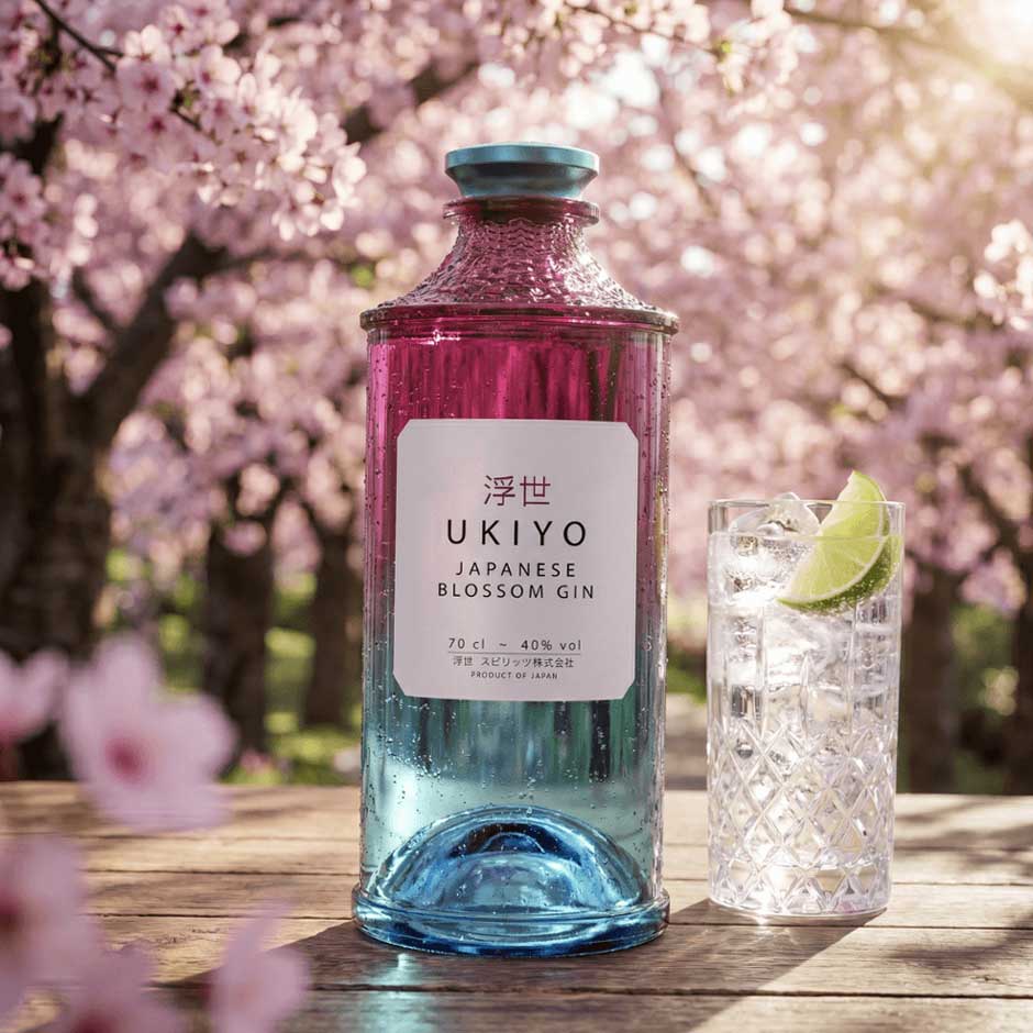 Бутылка японского джина Ukiyo. Компания Drinksology считает: «Упаковка должна немедленно сообщать о качестве, позиционировании и поводе».